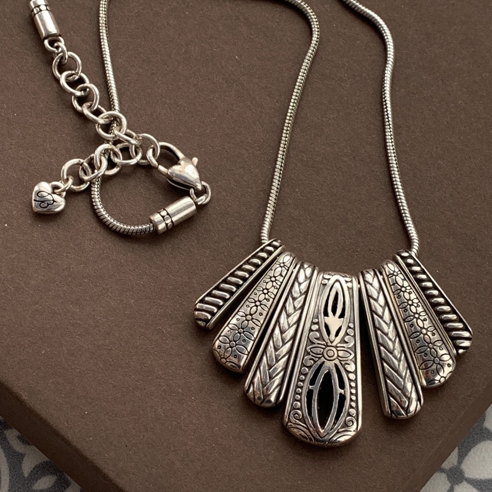 Tiered Silver Plate Filagree Statement Necklace